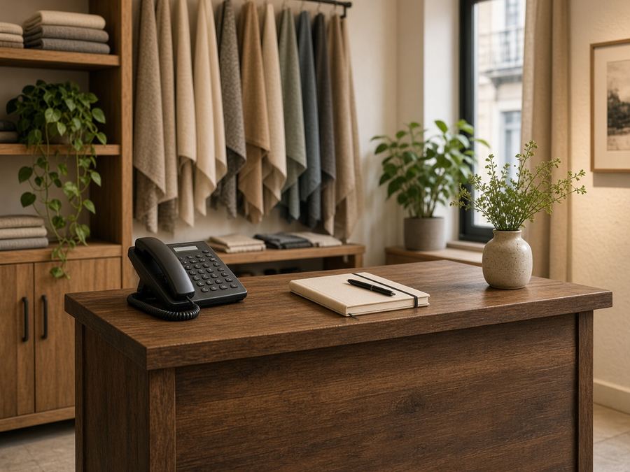 Contact desk at Boldvista Textiles in Porto